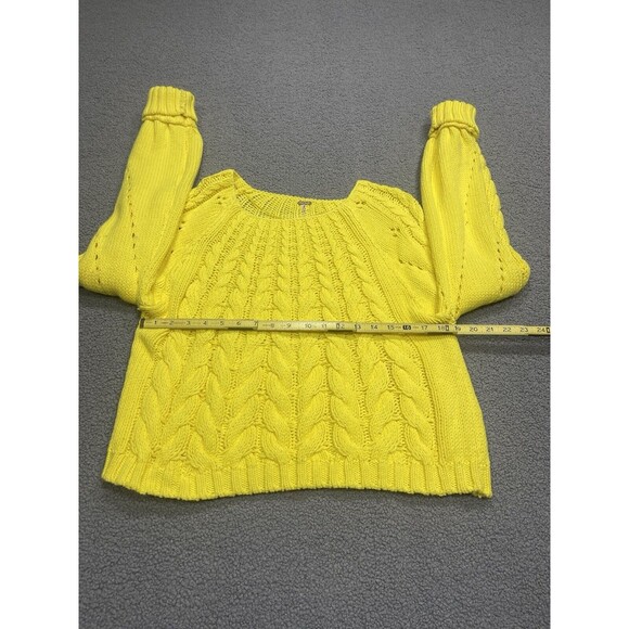 Free People Women Sweater Yellow Chunky Holiday Cotton BlendPreppy Boho M New - Picture 5 of 8